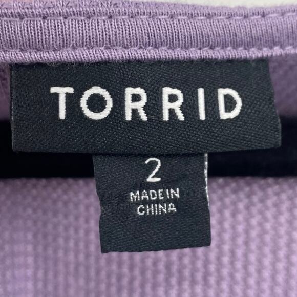 Torrid Waffle Knit Mini Dress Long Sleeve Skater Fit & Flare Scoopneck Purple 2X - Picture 6 of 9